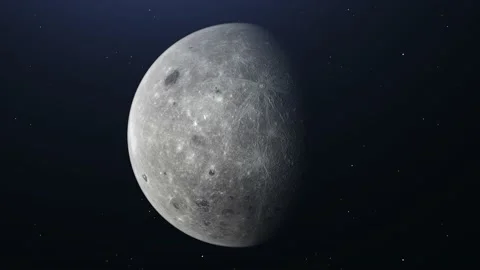 Cinematic move of Moon in Space with bright and dark areas on stars background. Stock Footage 211664926