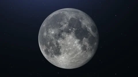 Cinematic move of Moon in Space with bright and dark areas on stars background. Stock Footage 211665050