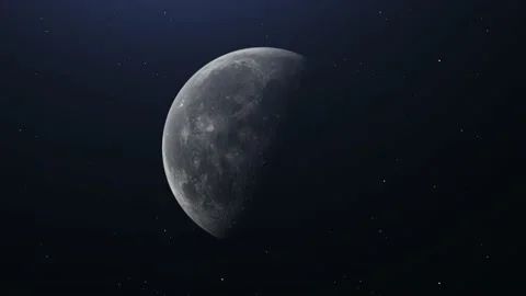Cinematic move of Moon in Space with bright and dark areas on stars background. Stock Footage 211665129