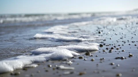 Cinematic Ocean beach slow motion - beautiful morning light Video stock 95938412