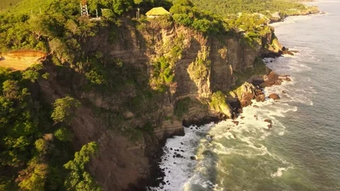 Cinematic Ocean Cliffs at close Range from Ocea Stock Footage 161421888