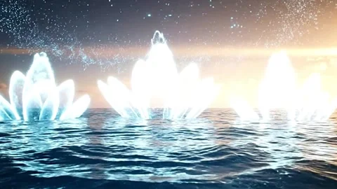 Cinematic Ocean Surface Ripples with Rising Translucent Stage Structures and Stock Footage 333632586