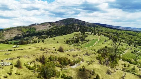 Cinematic Parallax Drone Flight Over Mountain Landscape in Slovakia Stock Footage 334951275