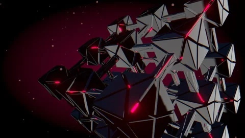 Cinematic parallax sweep across a secure crimson data node array, 4K Video stock 336780074