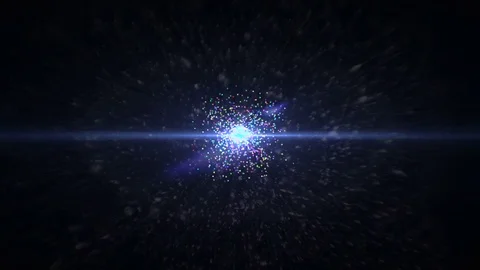Cinematic particles are emitted from the middle, background Video stock 70428641