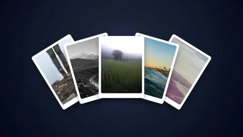 Cinematic photo stack fanout Vídeos de archivo 345227505