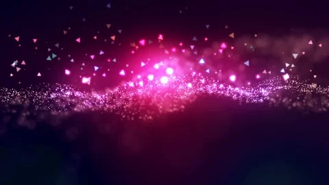 Cinematic pink moving particles with triangle shapes floating. Video stock 122170520