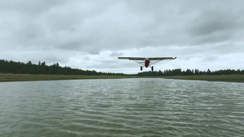 Cinematic Plane Flying Over Drone Over Water Video stock 251824361