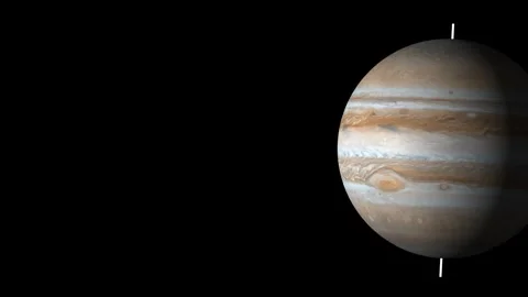 Cinematic Planet Jupiter Rotation in Deep Space Stock Footage 332439789