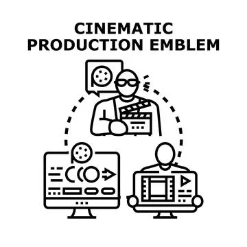 Cinematic production process working with director and editing Stock Illustration
