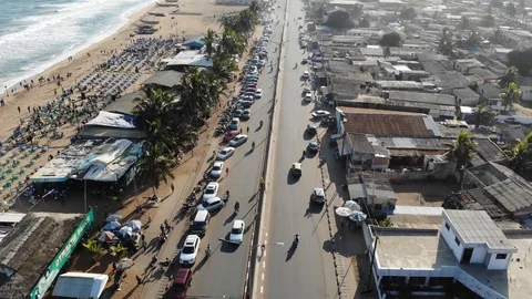 Cinematic pull down to Bird Eye View of a double Road Stock Footage 118386855