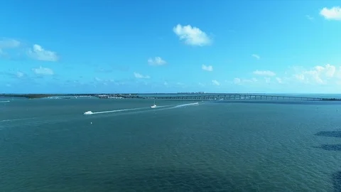 Cinematic Push-In Shot Bay & Florida Bridge - 4k Stock Footage
