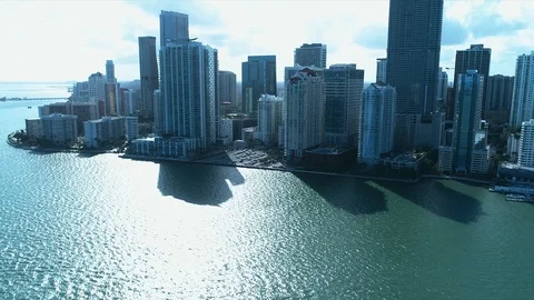 Cinematic Push-In Shot High-Risers Brickell, Florida Bay - 4k Video stock 86412085