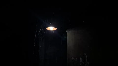 Cinematic Rain at Night with Distant Lightning and Moody Dark Atmosphere Vídeo Stock 332232457