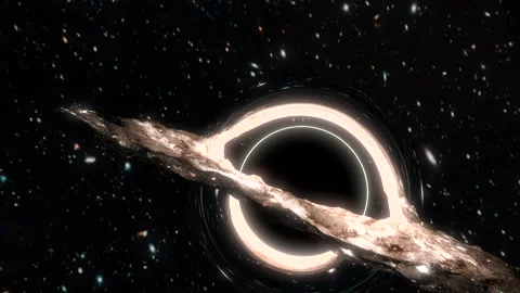 Cinematic Realistic Black Hole Rotating in Deep Space Full HD Stock Footage