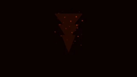 Cinematic red glowing abstract triangle icon against dark futuristic backgrou Stock Footage 343660323