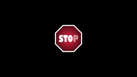 Cinematic red stop sign animation with bold text and glowing gradient on da.. Video stock 337653070