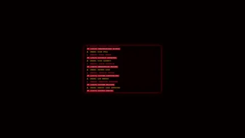 Cinematic red text list on black background Stock Footage 345594948