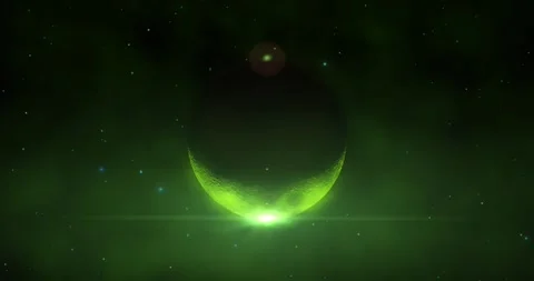 Cinematic rendering of alien green planet during sunrise, view from space Stock Footage 260648083