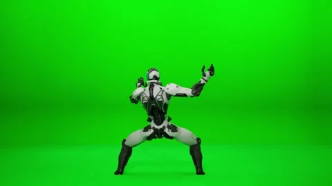 Cinematic Robot Dance on Green Screen Stock Footage 321942766