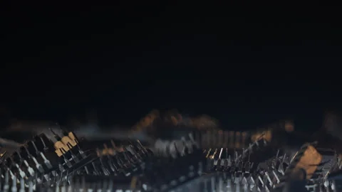 Cinematic Rotating TTL Microchips - Black Background - Main Title Copy Space Stock Footage 331067336