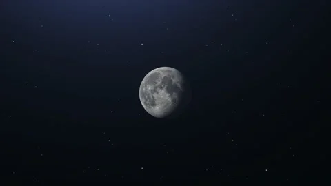 Cinematic rotation of Moon in Space with bright and dark areas on stars Stock Footage 211664461
