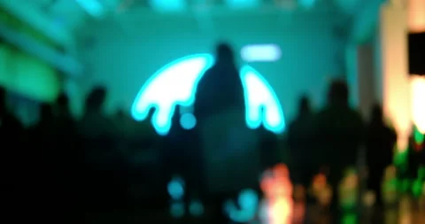 Cinematic scene captured during a live concert, shown entirely out of focus Stock Footage 327843014