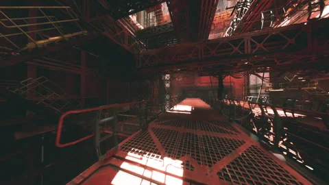 Cinematic scene of industrial space with technicians and vivid lighting Stock Footage 331523024