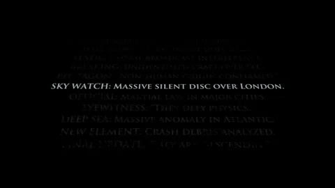 Cinematic Sci-Fi Text Animation of Alien Invasion Headlines and Global Panic Stock Footage 333465440