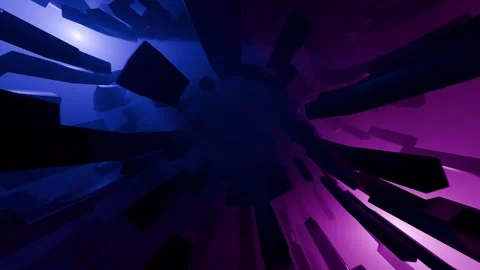 Cinematic science fiction background with 3D shapes moving in a mist Stock Footage 284905236