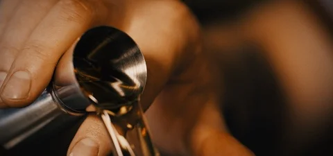 Cinematic Shot of a Bartender Making an Old Fashioned Video stock 115022091