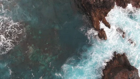 Cinematic shot - drone rises over the coast of the Atlantic Ocean, Tenerife Stock Footage 112095494