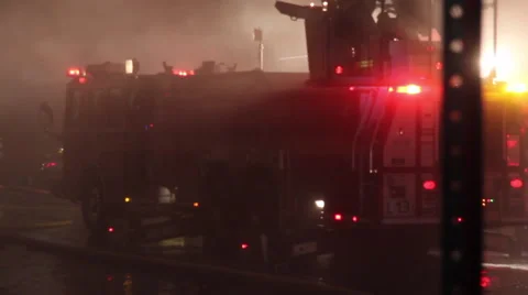Cinematic shot of Fire Engine - Establishing shot Stock Footage 48987913