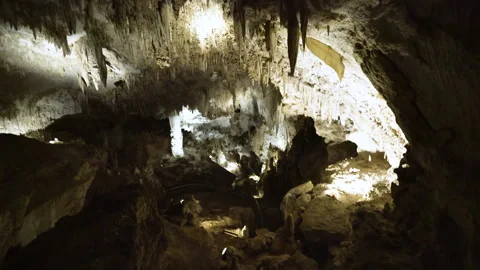 Cinematic shot of geological features at Carlsbad Caverns in New Mexico, USA Stock Footage 345854591