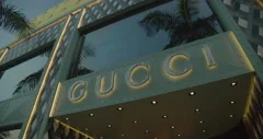 Street view luxury Gucci and Prada store, Stock Video