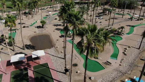 Cinematic shot of mini golf course Stock Footage 141783537