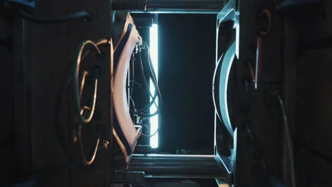 Cinematic Shot. Molding process of plastic parts in a factory Video stock 202593955