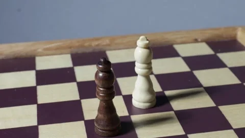 Cinematic shot of queens and shadow on a chessboard. Stock Footage 314377489