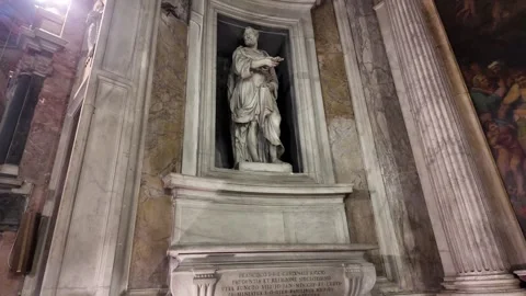 Cinematic Shot Of The Saint Peter Statue In San Pietro In Montorio Church Stock Footage 333920457