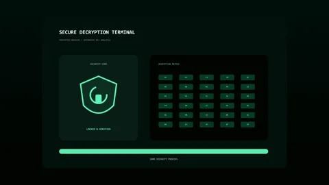 Cinematic shot of secure decryption terminal interface 4K Stock Footage 346981910