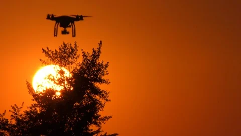 Cinematic Shot of A Small Island & Drone Flying of into Sunset (4k UHD) Stock Footage