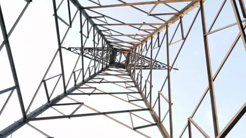 Cinematic shot. The structure of the high-voltage power tower Stock Footage 246474384