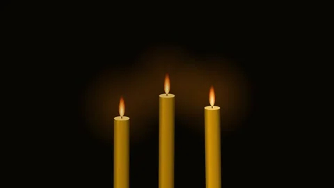 Cinematic shot of three burning candles on black background Stock-Footage 344953718