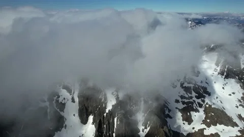 Cinematic shot through the clouds in the mountains of Norway. Lofoten Stock Footage 222001464