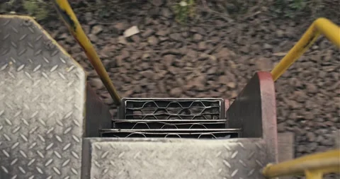 Cinematic shot: Top down view of train journey. Railway Track Seen from Train Vídeos de archivo 154064706