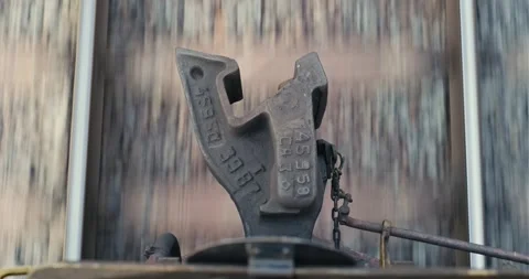 Cinematic shot: Top down view of train journey. Railway Track Seen from Train Stockbeeldmateriaal 154065143