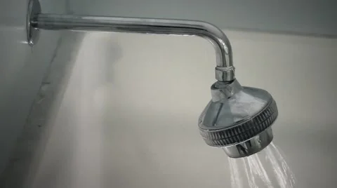 Cinematic Shower Head Turns On Bath Water Stock Footage 52012373