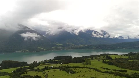 Cinematic Side-Tracking Aerial View of Harmonious Patagonian Landscape Video stock 333123101