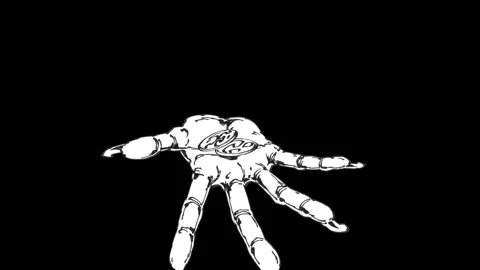 Cinematic skeleton hand emerging from darkness Stock Footage 346533477