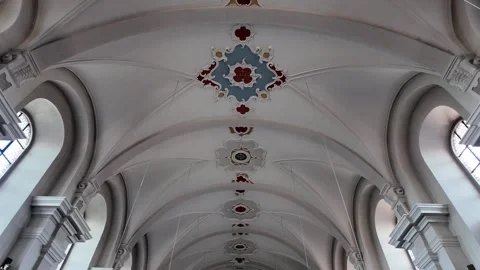 Cinematic Slow Motion Of Baroque Ceiling Frescoes In Fulda Monastery Stock-Footage 333918427